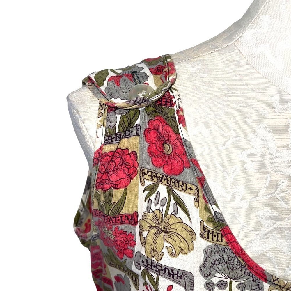 Sherry Lynn Leisure Wear Romper Skirt Set Womens Large L Vintage Botanical Print - Picture 10 of 16